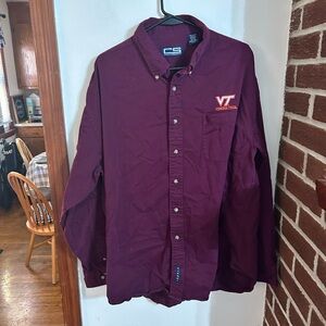 Maroon Men's Shirt Virginia Tech button down shirt size XXL